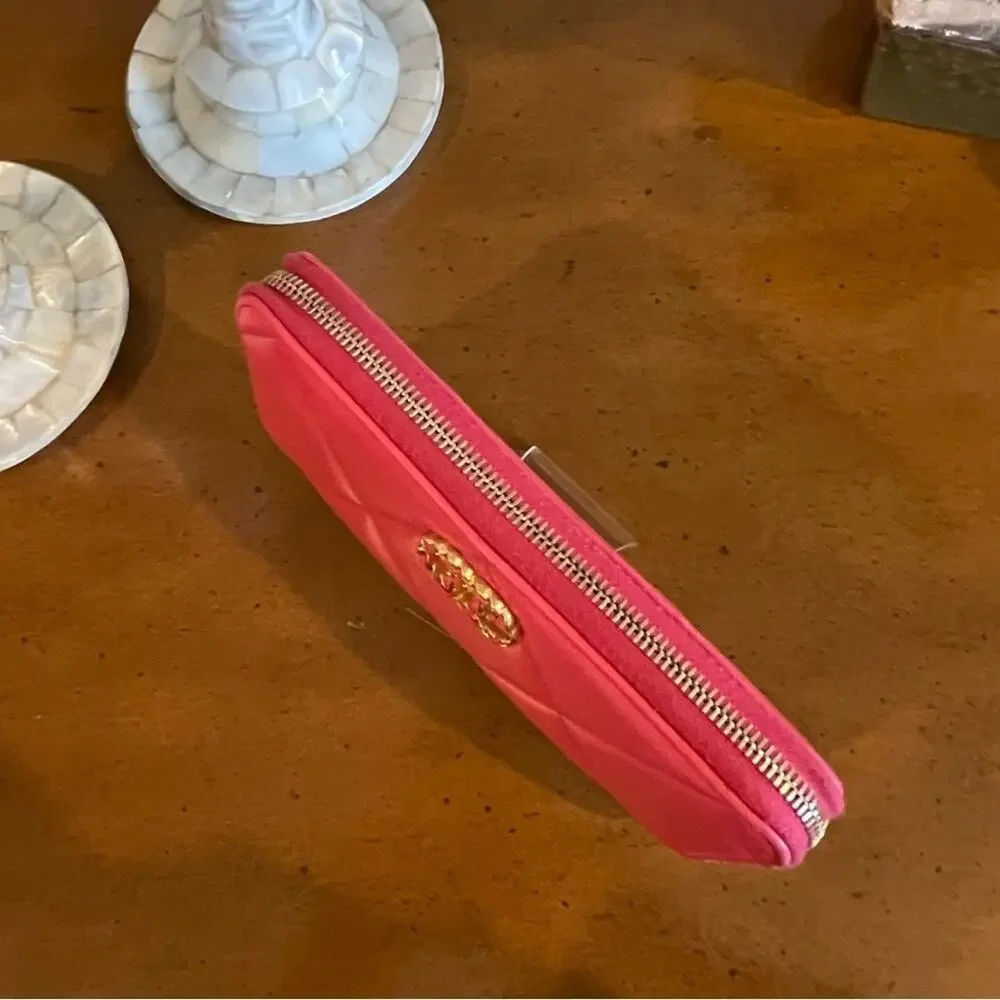 CHANEL 19 Long Zipped Wallet Pink Lambskin Zip Around